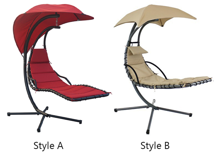 Upgrade Your Patio Modern Metal Stand Hammock Swing Chair with Cushion and Sun Canopy