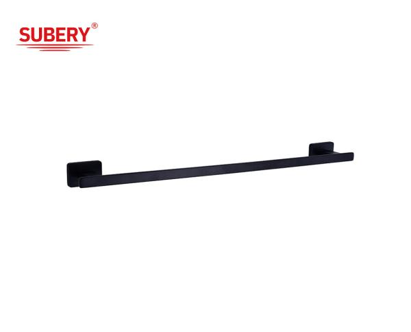 Buy cheap Zinc Bathroom Towel Rack Single Matt Black Oem Zinc Base Rectangle Shape from wholesalers