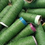 Green Artificial Grass Yarn Thread Fiber Colorful PE PP Synthetic Turf Material