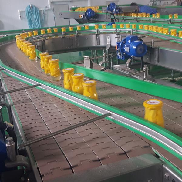 Quality Food Canned Bottles Conveying Slat Top Chain Conveyor For Industry Packaging Line for sale