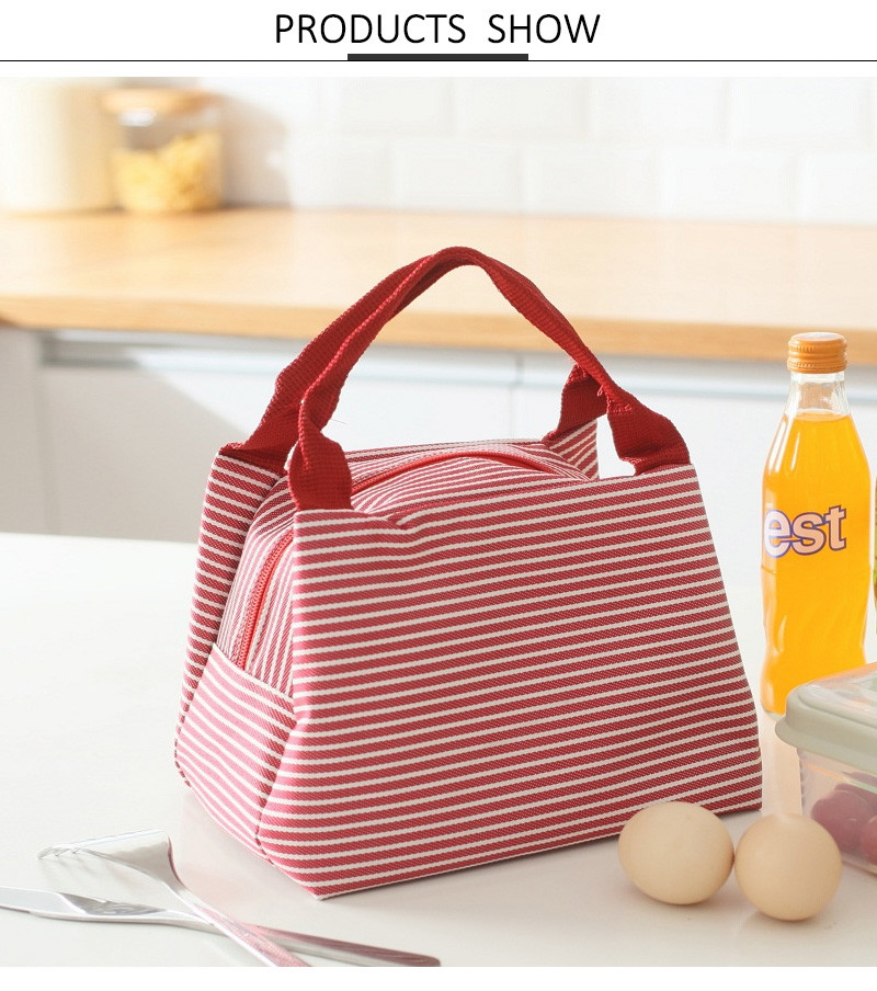 Leakproof White Striped Oxford Thermal Cooler Bag