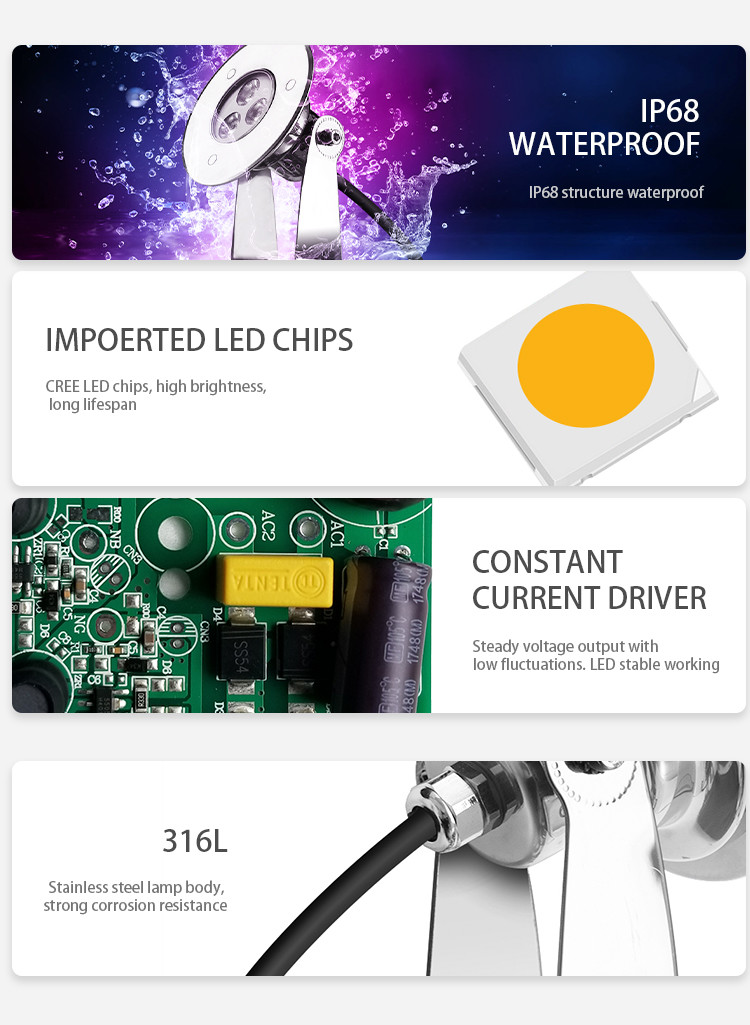 Color Change 12V Waterproof Pool Bulb Transparent Tempered Glass 50000 Hours Life Span