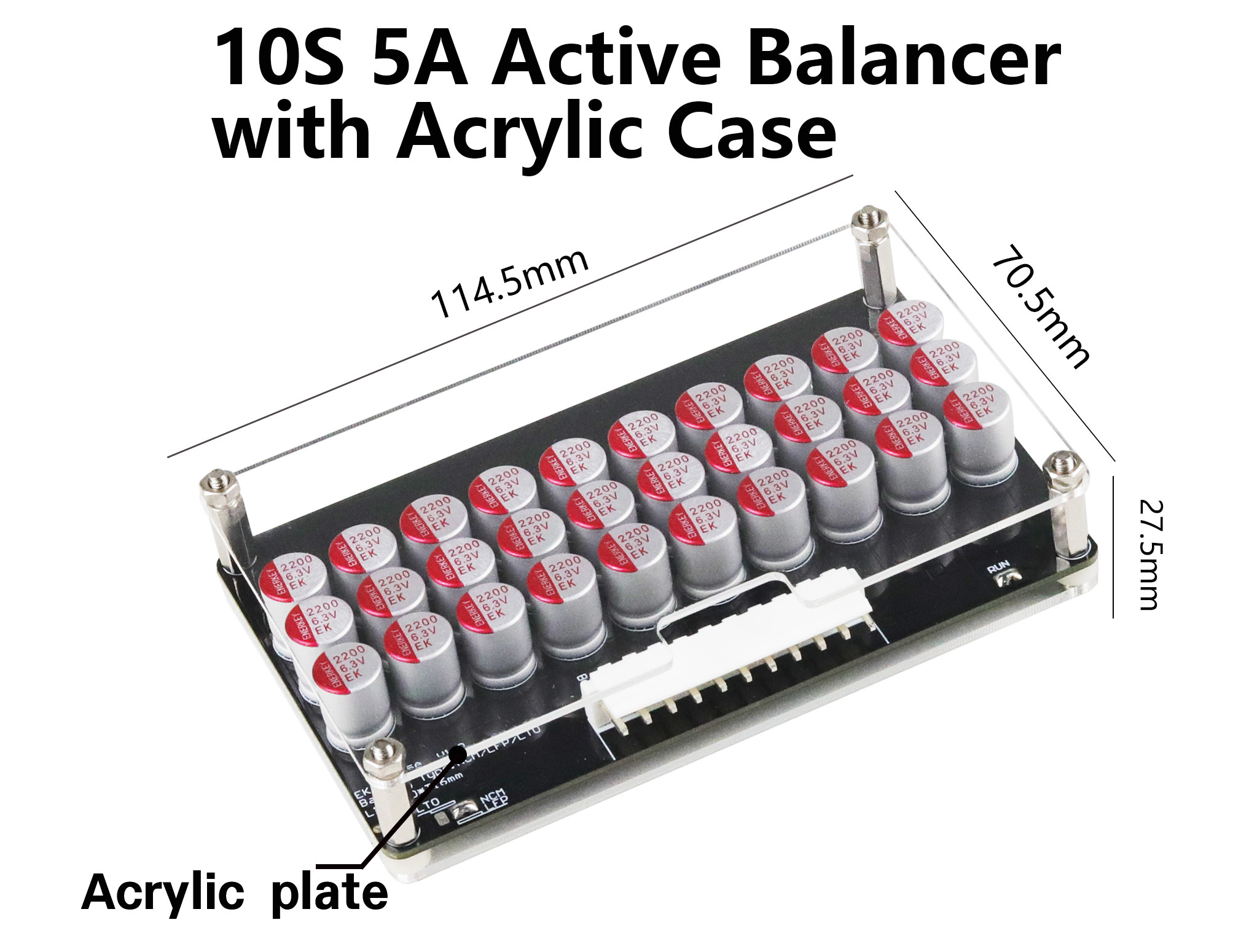 Enerkey 5A 8S 9S 10S Lithium Active Equalizer with Acrylic Plate Li-ion/Lto/Lifepo4 Battery Balancer for Scooter