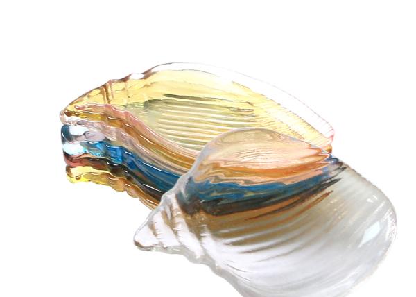 Buy cheap 15cm Vintage Sea Snail Shape Crystal Glass Plates Handmade Solid Colored from wholesalers