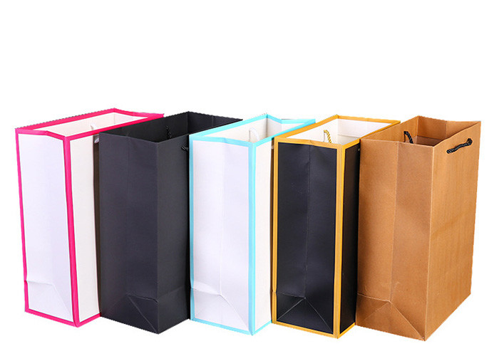 Colored Brown Kraft Paper Gift Bags With Handles , Large Christmas Gift Bags