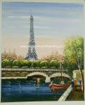 Impression Paris Oil Painting Paris Street Stretching Frame One Panel Office