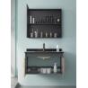 Buy cheap Grey Black Ceramic Wash Basin Cabinet Set Aluminium Mirrored Bathroom Cabinet Vanity from wholesalers
