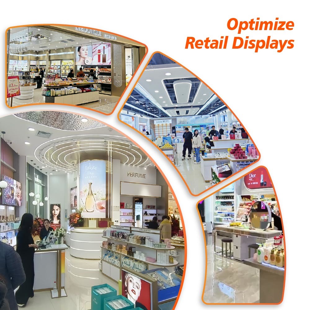 GDR07-XY04 Cosmetic Display Table with 3mm Transparent Acrylic Joint Box and Display Flexibility for Shopping Mall