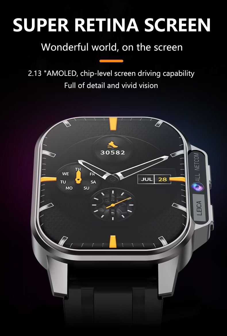 B22 4G Sim Card Android Smart Watch Video Call 2.04 Inch HD Camera SmartWatch Amoled Display