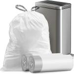 8 Gallon Beige Drawstring Kitchen Trash Bags Plastic White Clear Surface