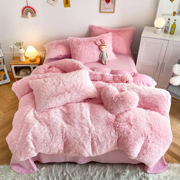 NO Customization Required Morden Luxury Jade Pink Shaggy Warm Mink Velvet