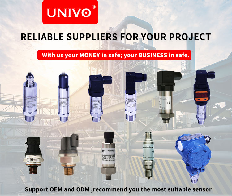 5VDC Excitation UNIVO Industrial Pressure Transducers for Measuring Gases and Liquids