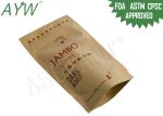 Reclosable Brown Kraft Paper Zipper Bags Foil Liner For Aroma Cafe Beans