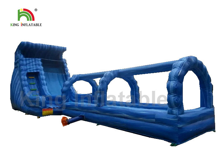 Blue Single Lane Outdoor Inflatable Water Slide For Adult Customized 15 * 5m EN71