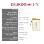 High Discharge Rate Battery 30C Max60C Rechargeable 634169 2000mAh 3.7V Li