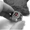Buy cheap Vintage Inlay Mens Gothic Stainless Steel Band Ring with RED Cubic Zircon (SA566RED) from wholesalers