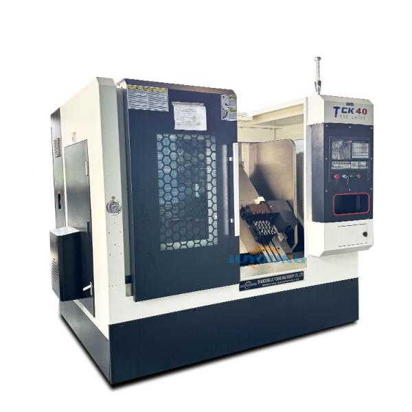 TCK40 Flat Bed Cnc Lathe Gang Type Tool Holder And Flying Cutting Head Hydraulic