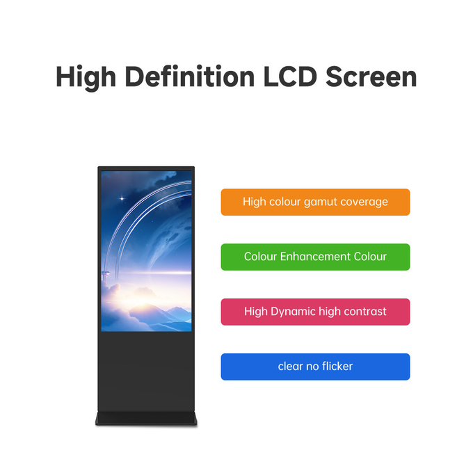 1920 X 1080 Floor Standing Digital Signage Waterproof High Definition 65in