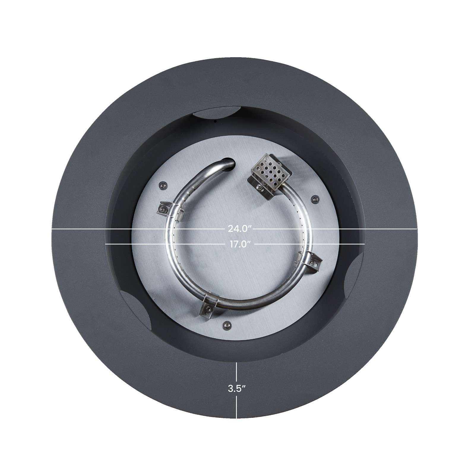 24"L x 24"W x 23.5"H AJUNION Round Steel Propane Gas Fire Pit for Outdoor Smokeless
