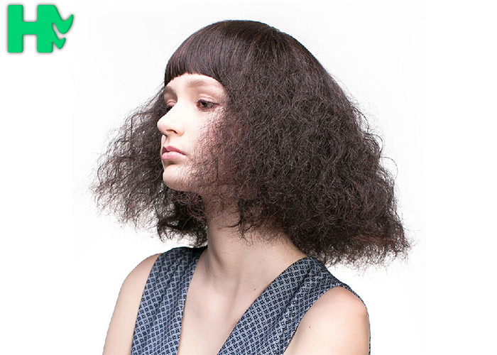 Fashion Black Curly Short Synthetic Wigs / Bob Wigs With Bangs For Black