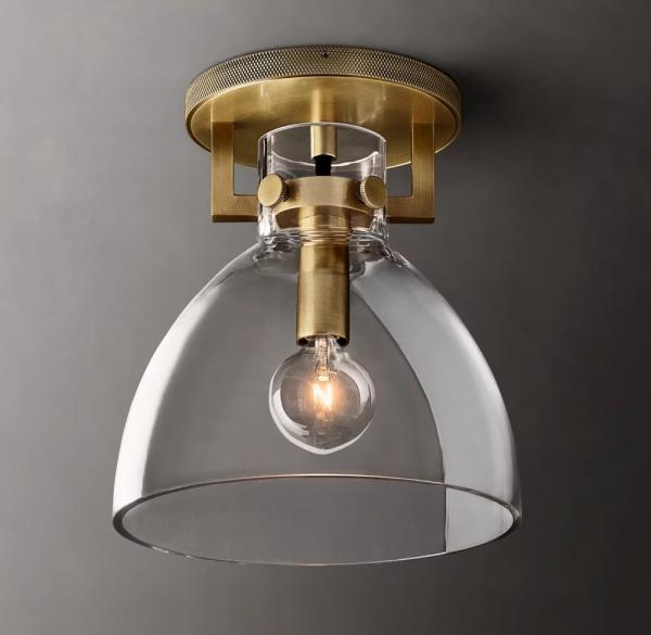 Buy cheap Polished Nickel Frames Brass Glass Flush Mount Ceiling Light 40W from wholesalers