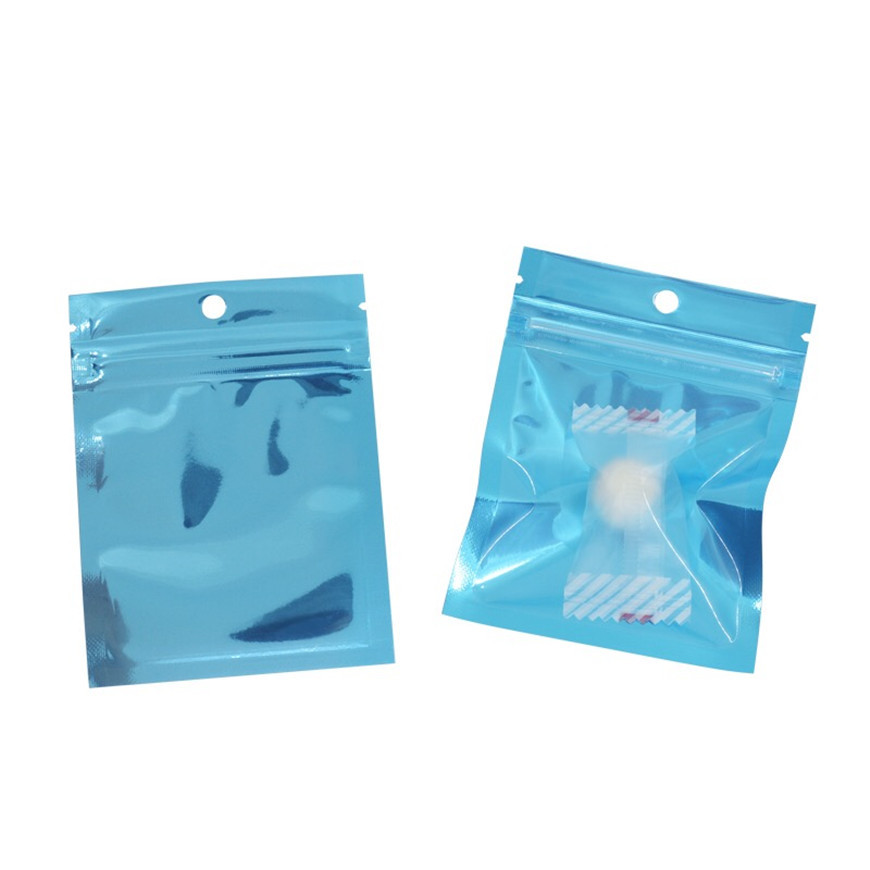 One Side Clear Food Bags Small Water Proof Zipper Reclosable Colorful Pouches Custom Printed Flat Bag