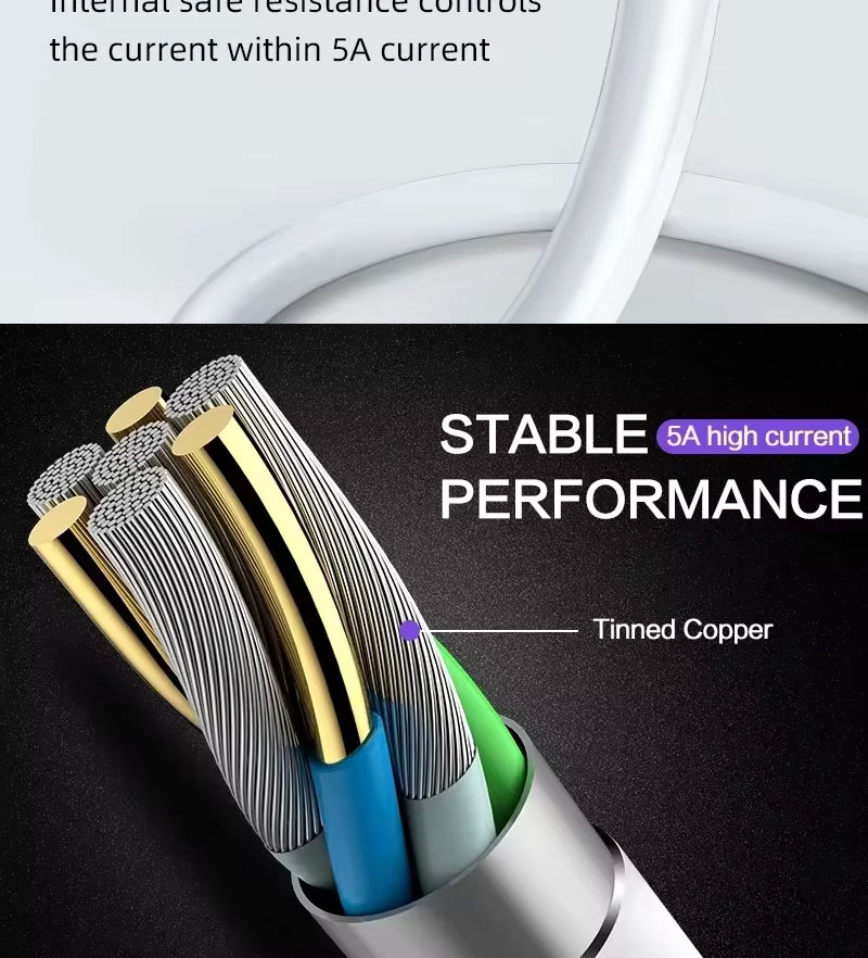 High Quality 1M 2M 5A Fast Charging USB to Type C Data Charger Cable for Huawei Android Phone