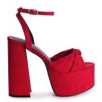 Bow Strap Faux Suede Womens Block Heel Sandals Customized Size