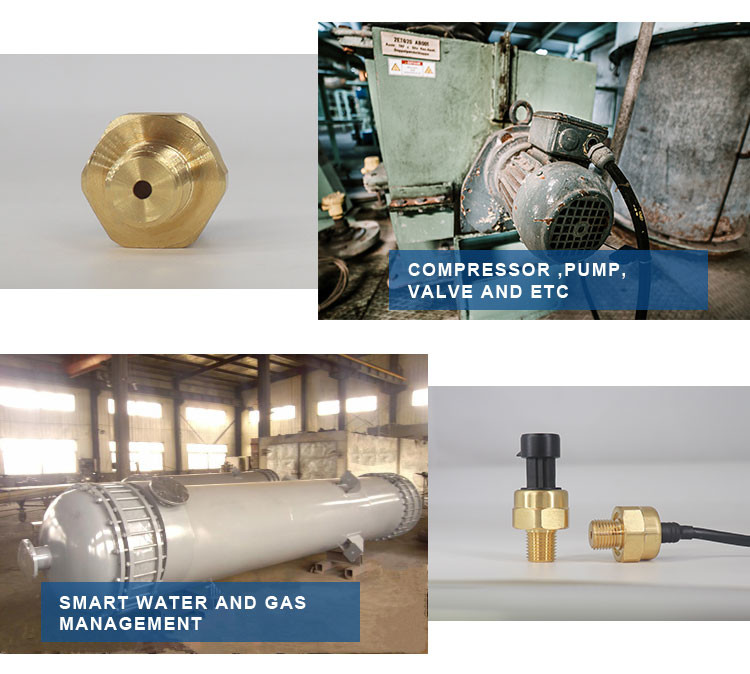 Brass IOT Pressure Sensor , Cable Outlet Capacitance Pressure Transmitter