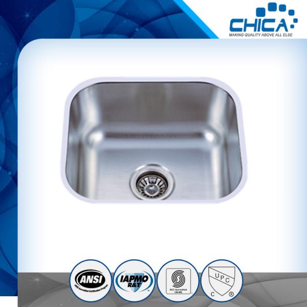 Buy cheap Four tap hole stainless steel sink with single bowl and stain polish for america market with SUS304 from wholesalers