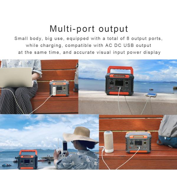 1x AC Pure Sine Wave Output Solar Power Supply with Flashlight and Lithium Ion Battery