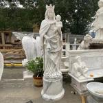 Marble Mother Mary Life Size Statues Holding Baby Virgin Mary Sculpture White