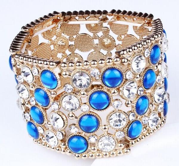 Buy cheap European and American fashion exaggerated color diamond wide bracelet from wholesalers