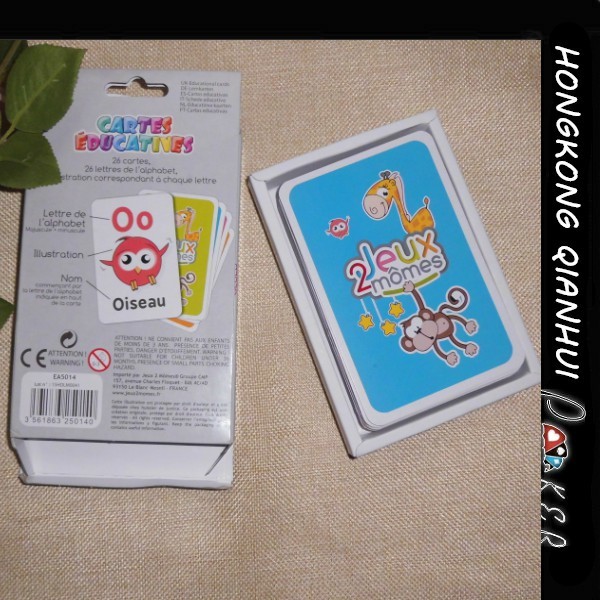 CUSTOM LARGE SIZE 26 CARTES ALPHABETIC EDUCATIONAL CARD GAME FOR BABY