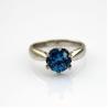Buy cheap Women Jewelry 6mm Blue Topaz Cubic Zirconia 925 Silver Solitaire Ring (F09) from wholesalers
