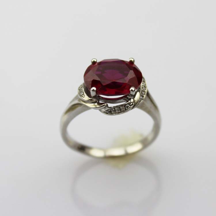 Women Jewelry 925 Silver 8x10mm Oval Purple Cubic Zircon Ring (F47E)