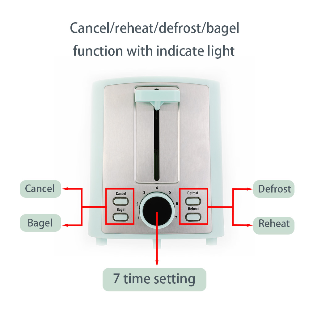 Electric Digital Led Display Toaster 2 Slice Stainless Steel Smart