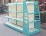 Gondola Shelving Blue Light Duty Display Rack With Wire Mesh or Steel Board Side