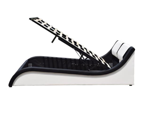 Buy cheap White And Black Oem Double Bed Gas Lift Frame Faux Leather Bsci from wholesalers