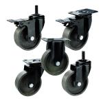 100mm Top Plate Black Bracket Cast Iron Swivel Castor Wheels