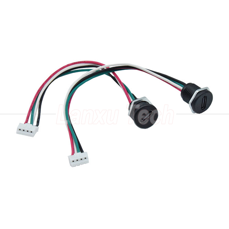Waterproof USB Type C Female Socket Jack to 4 Pin PH 2.0 XH 2.54 SH1.0 VH ZH MX Connector Cable