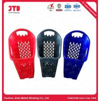 Buy cheap Unfolding Plastic Shopping Basket With Wheels 60L Red Color product