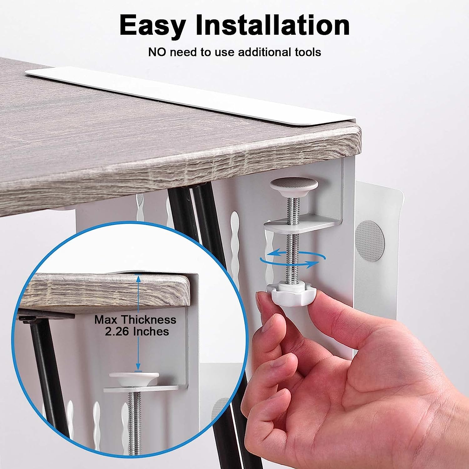 Black+White 2 PCS Desk Side Storage, Clamp On Side Desk Organizer With Magnetic Pen Holder