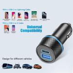 5V 3A Output 38W Dual USB Car Charger Black PD3.0 Power Adapter