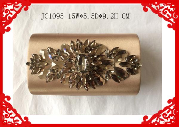 Buy cheap Rhinestone Flower Beaded Evening Bags , Break Open Closure Silver Glitter Clutch Bag from wholesalers