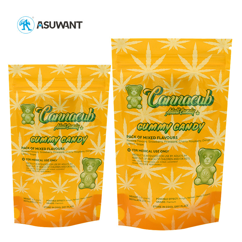 Laminated Zip Lock Food Packaging Bags Gummies Bear Candy Sugar Smell Proof Bags