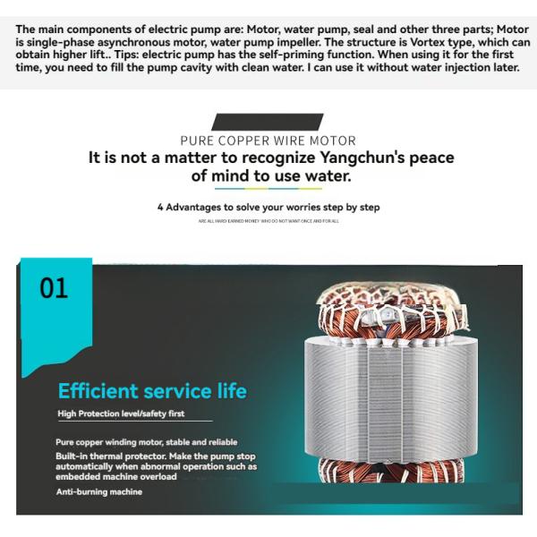 220V Self Priming Household Booster Pump Small For Home Water Supply