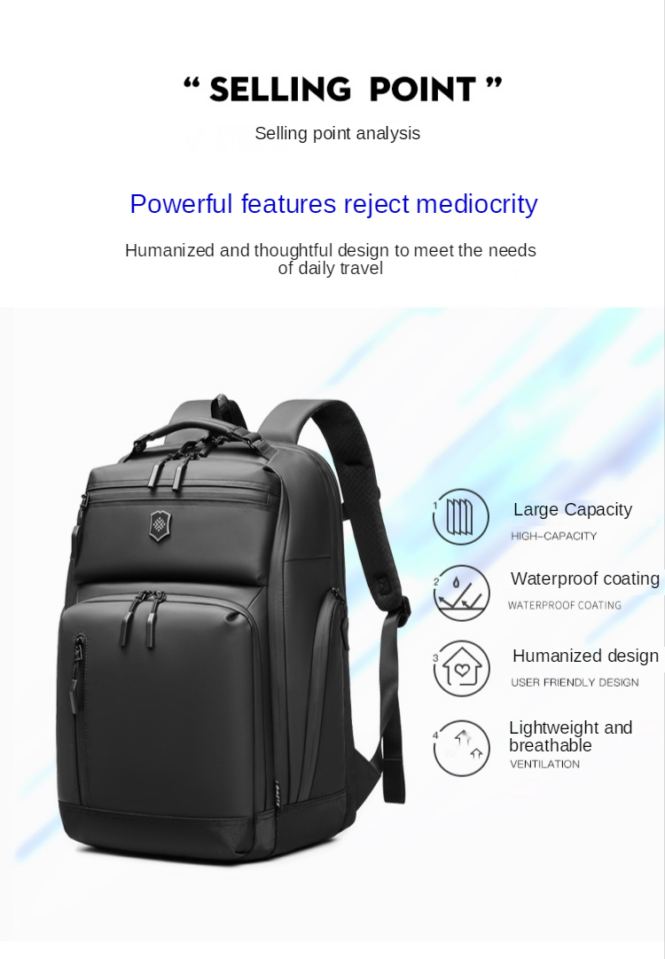 Nylon Lining Large Capacity Oxford Anti Theft Backpack 35 Litre