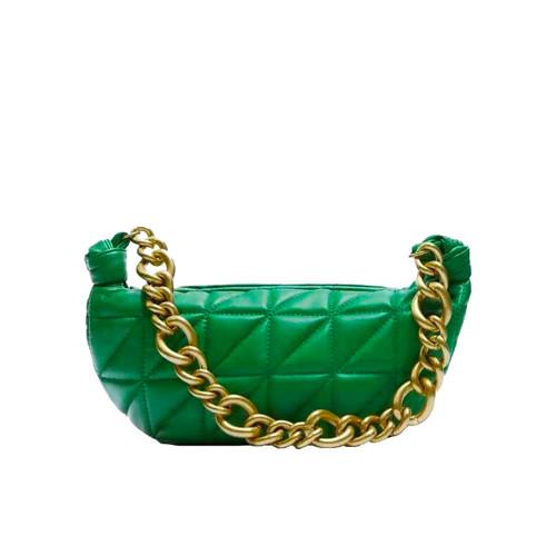 Buy cheap Quilted Green Womens Leather Bag OEM Thick Chain Shoulder Bag from wholesalers