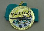 Synthetic Ribbon Medals With Zinc Alloy Gold Die Casting Swimming Medal